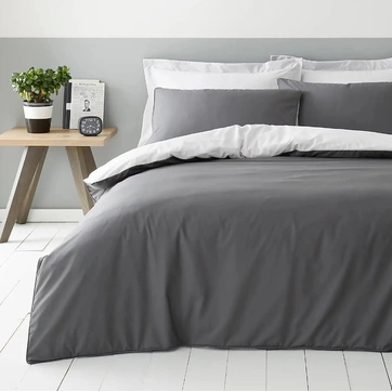 Постільна білизна ДУЕТ Антрацит/Білосніжний Ранфорс - Двоспальний, фото 1