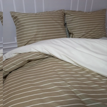 Постільна білизна Смужка оливкова Ранфорс - Двоспальний, фото 1