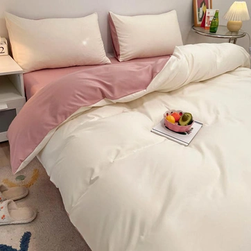 Постільна білизна ДУЕТ Пломбірне морозиво/Пудра Ранфорс - Двоспальний, фото 1