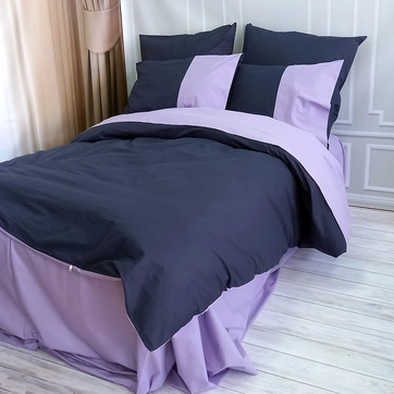 Постільна білизна PREMIERE Темносинє/Лавандовий настрій Ранфорс - Двоспальний, фото 1