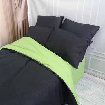 Постільна білизна ДУЕТ Чорний/Фісташка Ранфорс - Двоспальний, фото 4