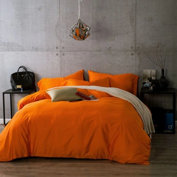 Постільна білизна Помаранчевий Ранфорс - Полуторний на резинці, фото 1