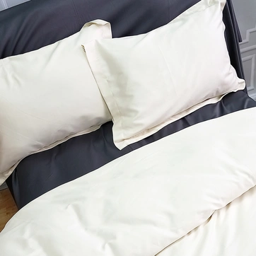 Постільна білизна ДУЕТ MILK CHAMPAGNE/ANTHRACITE Premium Сатин - Євро на резинці, фото 3