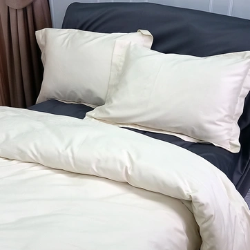 Постільна білизна ДУЕТ MILK CHAMPAGNE/ANTHRACITE Premium Сатин - Євро на резинці, фото 4