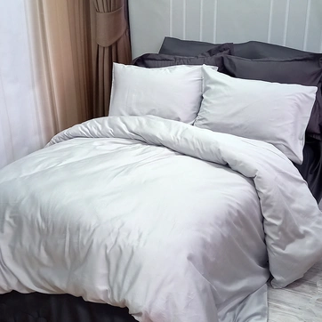 Постільна білизна ДУЕТ PLATINUM/ANTHRACITE Premium Сатин - Полуторний на резинці, фото 1