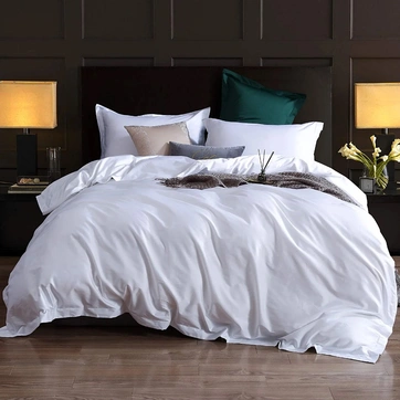 Постільна білизна WHITE Premium Сатин однотон - Двоспальний на резинці, фото 1