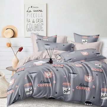 Постільна білизна Ранкова кава Бязь Люкс - Євро на резинці, фото 1