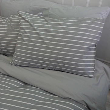 Постельное белье Полоска серая Ранфорс - Полуторный на резинке, фото 4