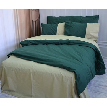 Постільна білизна PREMIERE Темнозелене/Світла оливка Ранфорс - Євро, фото 1