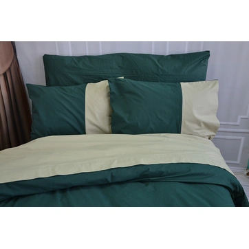 Постільна білизна PREMIERE Темнозелене/Світла оливка Ранфорс - Євро, фото 1