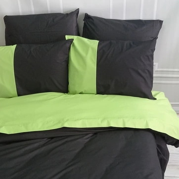 Постільна білизна PREMIERE Чорний/Фісташка Ранфорс - Євро на резинці, фото 2