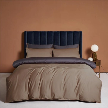 Постільна білизна ДУЕТ FRAPPE/ANTHRACITE Premium Сатин однотон - Двоспальний на резинці, фото 1