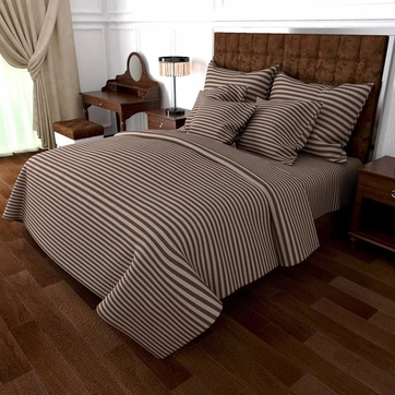 Постельное белье Коричневое Бязь страйп - Полуторный, фото 1