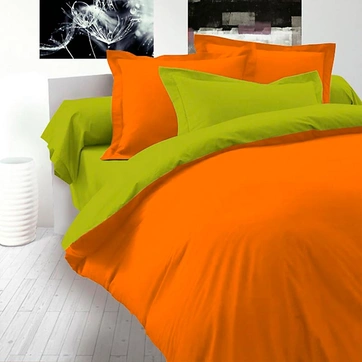 Постільна білизна ДУЕТ Помаранчевий/Фісташка Ранфорс - Двоспальний, фото 1