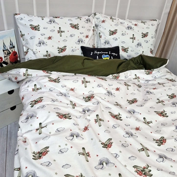 Постельное белье Самолеты Ранфорс - Семейный на резинке, фото 2