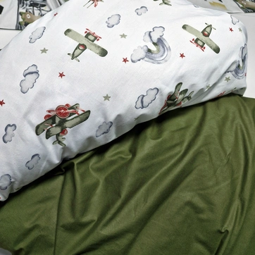 Постельное белье Самолеты Ранфорс - Семейный на резинке, фото 4