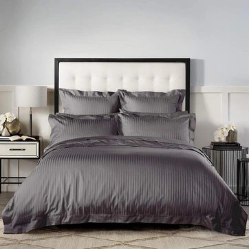 Постільна білизна DARK GREY Elite Сатин страйп - Двоспальний на резинці, фото 1