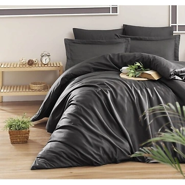 Постільна білизна ANTHRACITE Premium Сатин однотон - Сімейний на резинці, фото 1