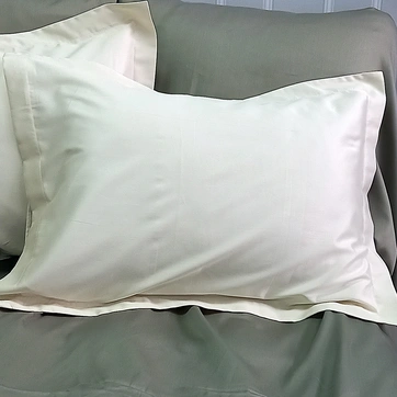 Постільна білизна ДУЕТ MILK CHAMPAGNE/OLIVE Premium Сатин - Євро на резинці, фото 3