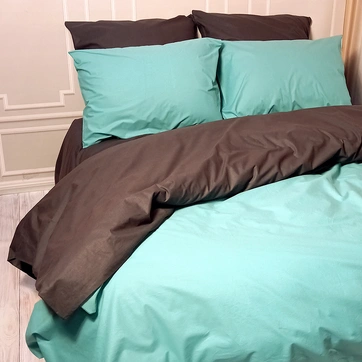 Постельное белье ДУЭТ Мятное лагуна/Антрацит - Полуторный на резинке, фото 2