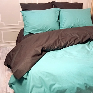 Постельное белье ДУЭТ Мятное лагуна/Антрацит - Полуторный на резинке, фото 4