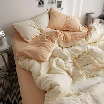 Постільна білизна ДУЕТ Пломбірне морозиво/Крем-брюле Ранфорс - Євро, фото 1