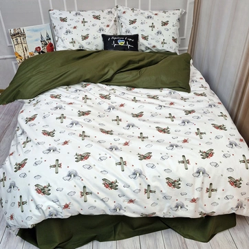 Постельное белье Самолеты Ранфорс - Евро на резинке, фото 1
