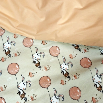 Постельное белье Персиковый кролик Ранфорс - Евро на резинке, фото 4
