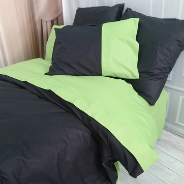 Постільна білизна PREMIERE Чорний/Фісташка Ранфорс - Полуторний на резинці, фото 4