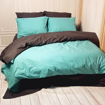 Постільна білизна ДУЕТ М'ятна лагуна/Антрацит - Сімейний, фото 1