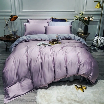 Постільна білизна LILAC FOG/PLATINUM Premium Сатин однотон - Сімейний на резинці, фото 1