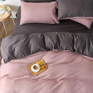 Постільна білизна ДУЕТ Пудра/Антрацит Ранфорс - Сімейний, фото 1