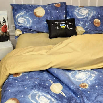 Постільна білизна Галактика Ранфорс - Двоспальний на резинці, фото 4