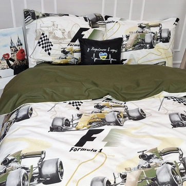 Постільна білизна Болід Ранфорс - Двоспальний на резинці, фото 3