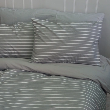 Постільна білизна Смужка сіра Ранфорс - Двоспальний, фото 1