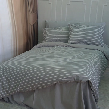 Постільна білизна Смужка сіра Ранфорс - Двоспальний, фото 5