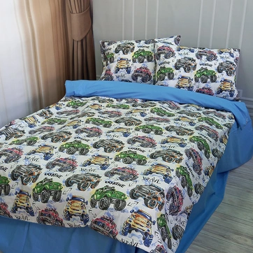 Постельное белье Монстер трак Ранфорс - Евро на резинке, фото 5