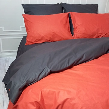 Постельное белье ДУЭТ Теракот/Антрацит - Евро на резинке, фото 3
