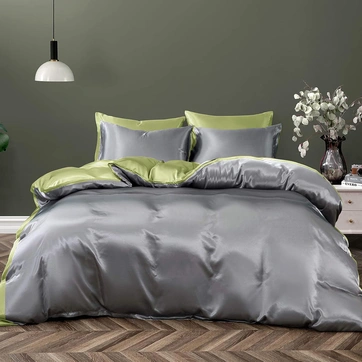 Постельное белье ДУЕТ TRUE GREY/PISTACHIO Premium Сатин однотон - Полуторный, фото 1