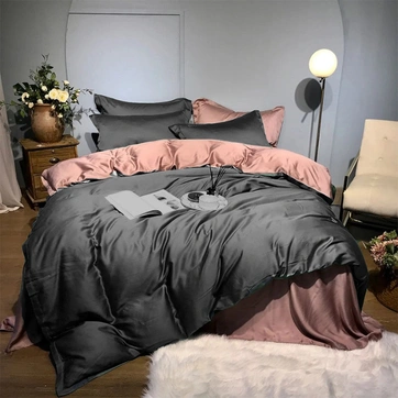 Постельное белье ДУЕ ANTHRACITE/WISPER PINK Premium Premium Сатин однотон - Полуторный, фото 1