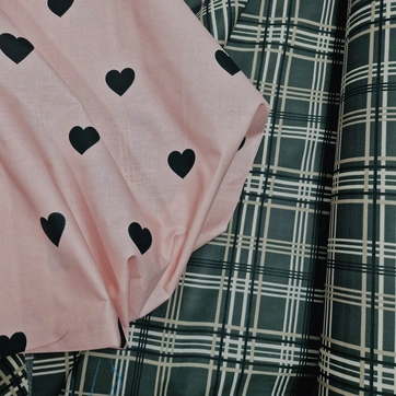 Постільна білизна Сердечки в клітинці Бязь люкс - Двоспальний на резинці, фото 1
