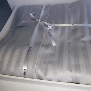 Постільна білизна GREY Elite Сатин страйп - Двоспальний на резинці, фото 1