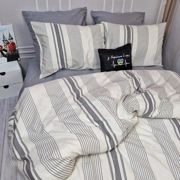 Постільна білизна NOSTALGIC stripe Тенсел/Ранфорс - Двоспальний на резинці, фото 2
