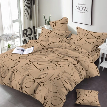 Постільна білизна Лабіринт бежевий Бязь Люкс - Полуторний на резинці, фото 1