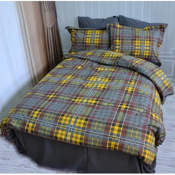 Постельное белье Клеточка желтая Ранфорс - Евро, фото 5