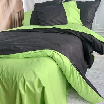 Постільна білизна PREMIERE Чорний/Фісташка Ранфорс - Євро, фото 5