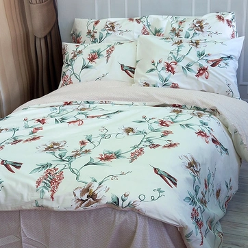 Постільна білизна Ранковий сад Сатин - Двоспальний на резинці, фото 1