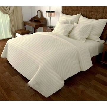 Постільна білизна Молочна Бязь страйп - Полуторний на резинці, фото 1