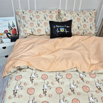 Постільна білизна Персиковий зайчик Ранфорс - Сімейний, фото 1