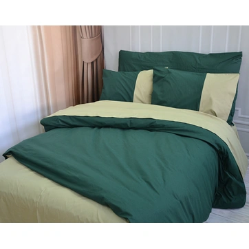 Постільна білизна PREMIERE Темнозелене/Світла оливка Ранфорс - Сімейний на резинці, фото 5